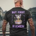 Ramen Cat Japanese Kawaii Anime Purple Style T-Shirt mit Rückendruck Geschenke für alte Männer