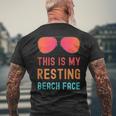 Resting Beach Face With Sunset Polarized Sunglasses Vacation Tank Top Men's Back Print T-Shirt Gifts for Old Men