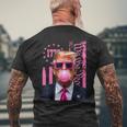 Retro Trump Bubble Gum Pink Usa Flag Trump Won 2024 Men's T-shirt Back Print Gifts for Old Men