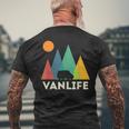 Retro Vintage Van Life Vanlife Camper Camping Sunset Men's Back Print T-Shirt Gifts for Old Men