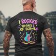 I Rocked 100 Days Of School Celebration 100Th Rock Guitar Men's T-shirt Back Print Gifts for Old Men