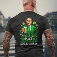 Make Saint Patrick's Day Great Again Usa Flag Trump Men's T-shirt Back Print Gifts for Old Men