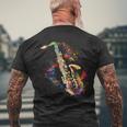 Saxophone Colourful Musician Saxophone For Saxophonists T-Shirt mit Rückendruck Geschenke für alte Männer