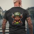 Scottish Cute Highland Cow Pickle Hat Just Dill With It Men's T-shirt Back Print Gifts for Old Men