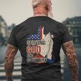 Serving God And Country US Flag Cross Patriotic Christian Men's Back Print T-Shirt Gifts for Old Men