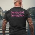 Serving God Serving Face Christian Quotes Men's Back Print T-Shirt Gifts for Old Men