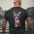 Snirt Zebra Bubblegum Bubble Pink Sunglasses T-Shirt mit Rückendruck Geschenke für alte Männer