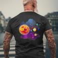 Solar System Motif With Sun Planets Stars Galaxies T-Shirt mit Rückendruck Geschenke für alte Männer