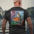 Space Galaxy Universe Cat Pizza Dj Cute Cosmic T-Shirt mit Rückendruck Geschenke für alte Männer