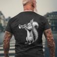 Squirrel Playing Trumpet Trumpeter Instrument Musician Men's Back Print T-Shirt Gifts for Old Men