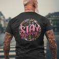 Stay Groovy Peace Sign Flower Retro Hippie 70s 80s Vintage Men's Back Print T-Shirt Gifts for Old Men