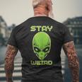 Stay Weird Colorful Alien Head UFO Human Festival Costume Tank Top Men's Back Print T-Shirt Gifts for Old Men
