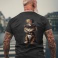 Steam Punk Portrait Cat Kitten Steampunk Sci-Fi Character T-Shirt mit Rückendruck Geschenke für alte Männer