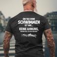 Tag Ohne Schwimmen Immöglich Swimmer T-Shirt mit Rückendruck Geschenke für alte Männer