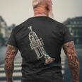 Trumpet Music Instrument Motif Art Trumpet Men's Back Print T-Shirt Gifts for Old Men