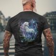 Unicorn Standing In The Forest Fantasy Nature Universe T-Shirt mit Rückendruck Geschenke für alte Männer