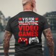 V Is For Video Games Controller Valentine's Day Boys Men's T-shirt Back Print Gifts for Old Men