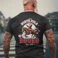 Vintage Christmas North Pole Rodeo Santa Cowboy Men's Back Print T-Shirt Gifts for Old Men
