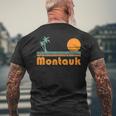 Vintage Montauk Beach Sunset Men's Back Print T-Shirt Gifts for Old Men