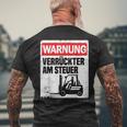 Warning Crazy Forklift S T-Shirt mit Rückendruck Geschenke für alte Männer