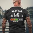 Werdender Papa 2025 Waiting For Player 3 Loading Pregnant T-Shirt mit Rückendruck Geschenke für alte Männer