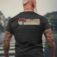 Williams Surname 80s 90s Vintage Sunset With Palm Trees Men's Back Print T-Shirt Gifts for Old Men