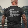 Word Definition Baseball Quotes Pitcher Vocabulary Men's Back Print T-Shirt Gifts for Old Men