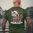 Cat Wearing Ugly Christmas Jumper And Santa Hat Cute Kitten T-Shirt mit Rückendruck Geschenke für alte Männer