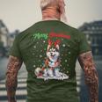 Christmas Outfit Christmas Jumper Husky Dog Christmas T-Shirt mit Rückendruck Geschenke für alte Männer