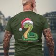 Merry Christmas Snake Xmas Party Eve Santa Hat T-Shirt mit Rückendruck Geschenke für alte Männer