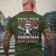 Pew Pew It's Christmas Madafakas Cat Santa T-Shirt mit Rückendruck Geschenke für alte Männer