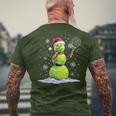 Tennis Snowman Tennis Player Santa Hat Christmas T-Shirt mit Rückendruck Geschenke für alte Männer