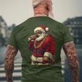 Vintage Santa Claus Hip-Hop Rapper Christmas Black Men Men's T-shirt Back Print Gifts for Old Men