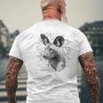 African Wild Dog Close-Up On Vintage Africa Map Safari Theme Men's Back Print T-Shirt Gifts for Old Men