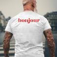 Bonjour For French Lovers Blue T-Shirt mit Rückendruck Geschenke für alte Männer