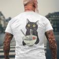 Cat Eating Ramen Vintage Japanese Noodles Men's T-shirt Back Print Gifts for Old Men
