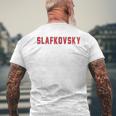 Distressed Team Slafkovsky Last Name Proud Family Blue T-Shirt mit Rückendruck Geschenke für alte Männer