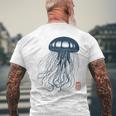 Japanese Aesthetic Asianintage Medusa Jellyfish Gray T-Shirt mit Rückendruck Geschenke für alte Männer