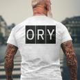 Ory Paris Fr Frankreich Retro Weltreise Flughafen Code T-Shirt mit Rückendruck Geschenke für alte Männer
