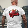 St Louis Baseball Vintage City Skyline Retro Baseball Lover Men's T-shirt Back Print Gifts for Old Men
