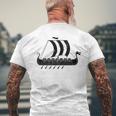 Viking Long Ship Drakkar Dragon Premium Men's Back Print T-Shirt Gifts for Old Men