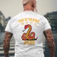 Year Of The Snake 2025 Chinese New Year 2025 Red Snake Men's T-shirt Back Print Gifts for Old Men
