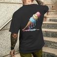 Baseball Ice Cream Watercolor Lover Ice Cream Cone Boy Youth Men's T-shirt Back Print Gifts for Him