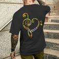 Bass Clef Heart I Love Music Bass T-Shirt mit Rückendruck Geschenke für Ihn