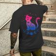 Bisexual Astrology Cat Colours Of Bi Pride Flag T-Shirt mit Rückendruck Geschenke für Ihn