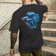 Blue Betta Fish And Siamese Betta Fish Tank Owner T-Shirt mit Rückendruck Geschenke für Ihn