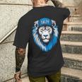Blue Lions Salty Wearing Hat Salty Cool Lions Strong Lions Men's T-shirt Back Print Funny Gifts
