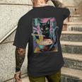 Cat Ramen Anime Manga Kawaii Otaku Fashion Cat Streetwear T-Shirt mit Rückendruck Geschenke für Ihn