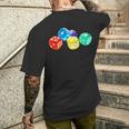 Colourful Dice In Five Different Colours T-Shirt mit Rückendruck Geschenke für Ihn