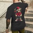 Cool Albanischer Teddybär Albanien Flagge Outfit Street T-Shirt mit Rückendruck Geschenke für Ihn